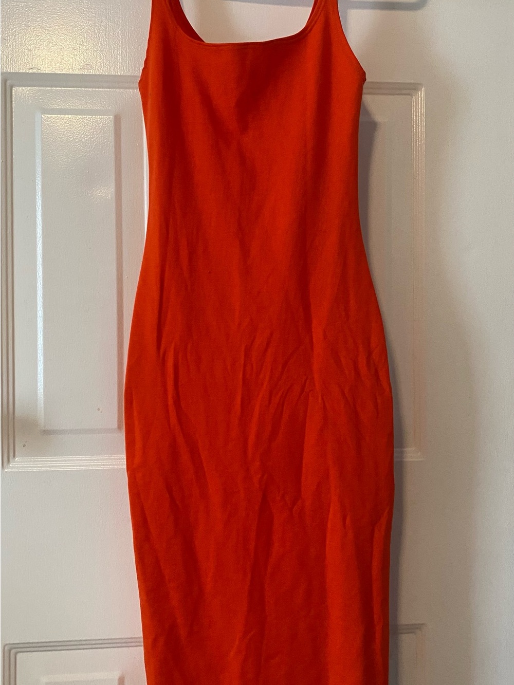 Zara Orange Sleeveless Midi Bodycon Dress
